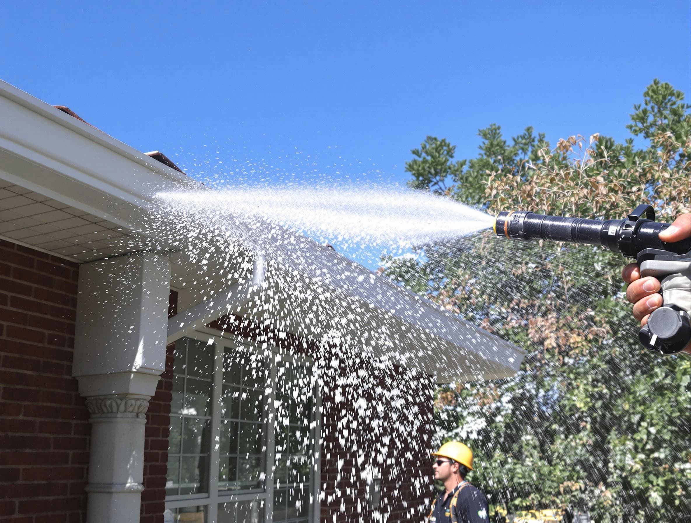 Cleared downspout by Willoughby Roofing Company ensuring unrestricted flow in Willoughby, OH