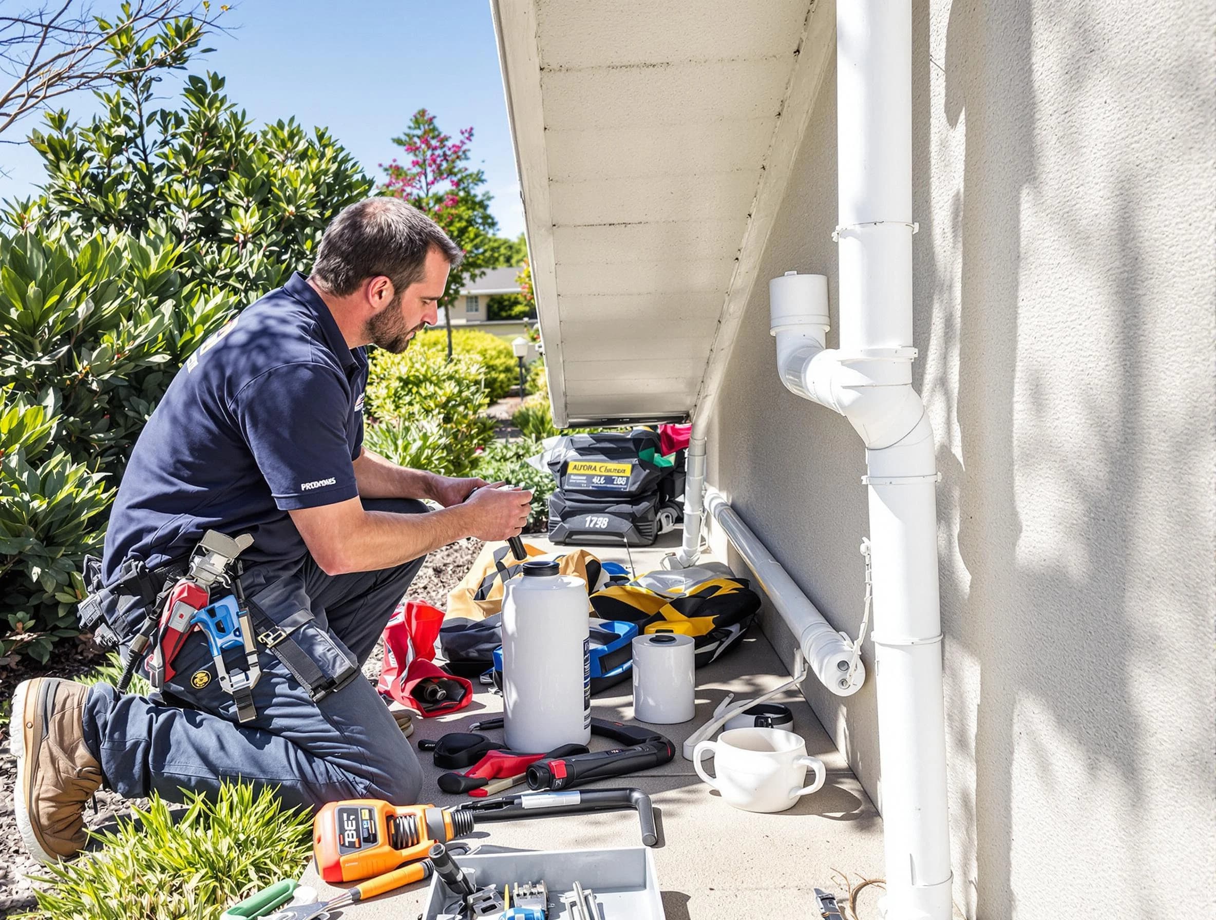 Willoughby Roofing Company expert fixing a downspout in Willoughby, OH