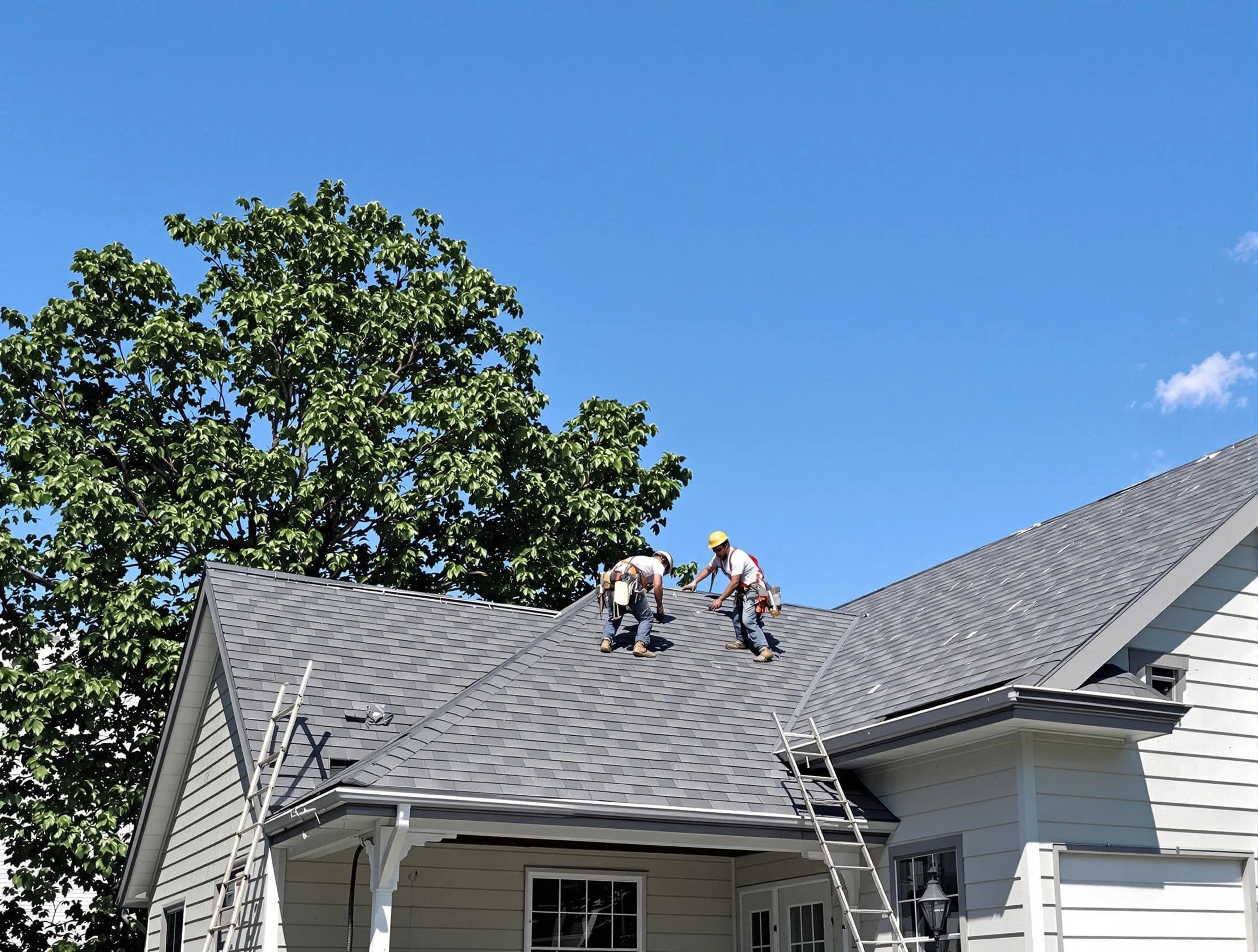 Willoughby Roofing Company crew finalizing a roof installation in Willoughby, OH