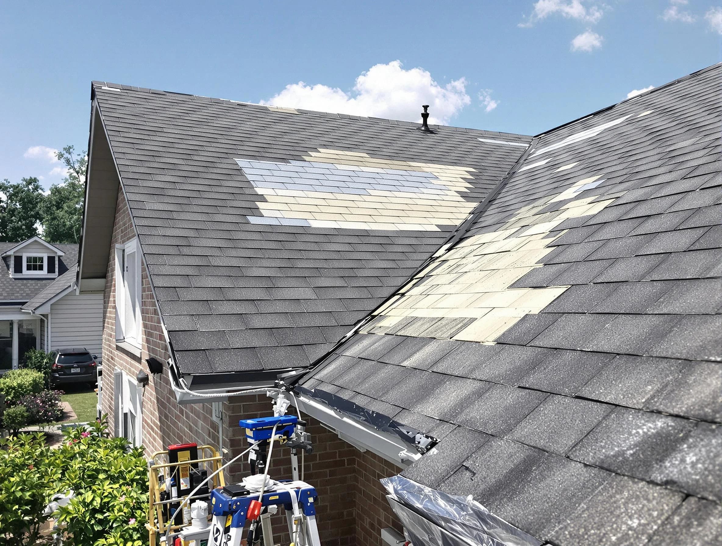 Close-up of roof repairs by Willoughby Roofing Company in Willoughby, OH