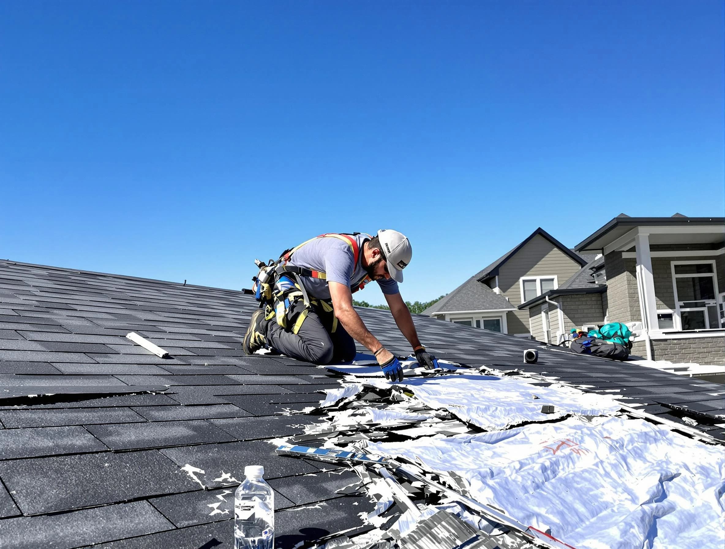 Willoughby Roofing Company repairing a roof section in Willoughby, OH