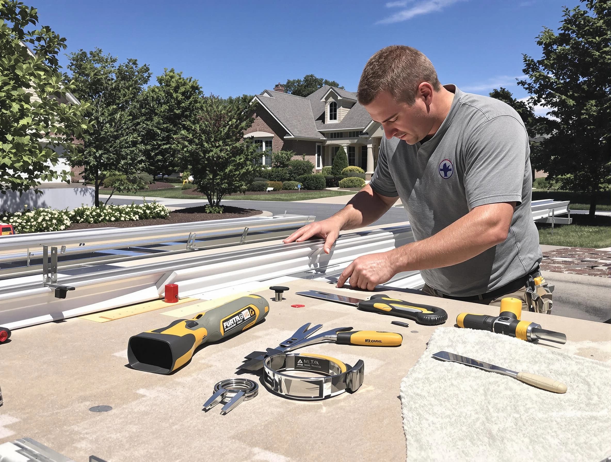 Freshly installed seamless gutter by Willoughby Roofing Company in Willoughby, OH